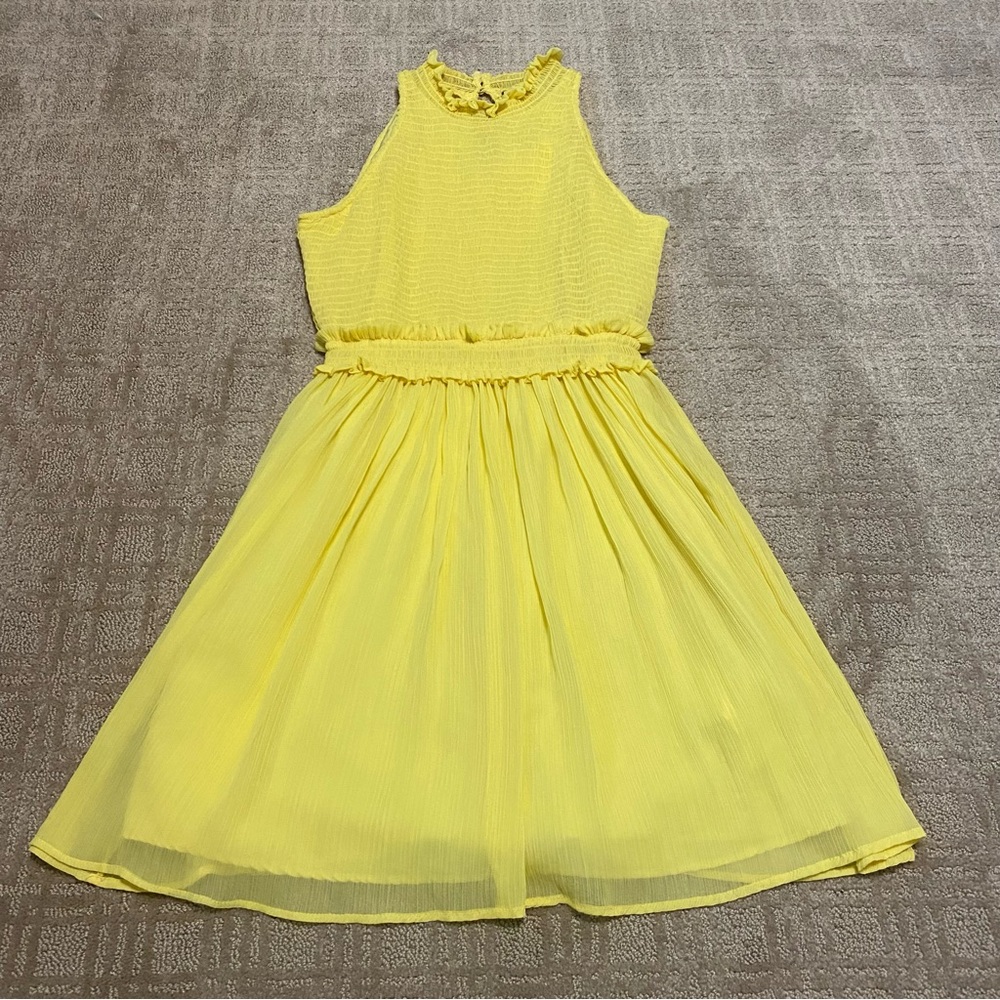 {Zara} Sleeveless Yellow Crepe Mini Dress ~ Size Small - Picture 5 of 16